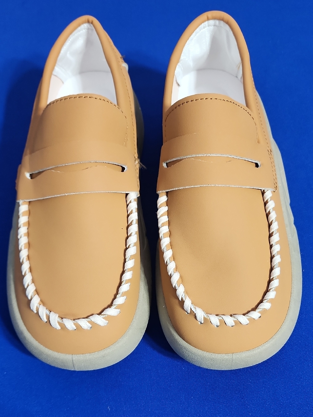 Tan Loafer Moccasin with White Trim